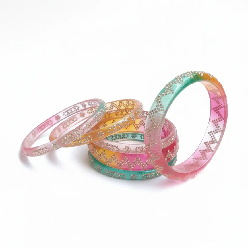 Multicolor Resin Bangle Set (B28) (2X4)