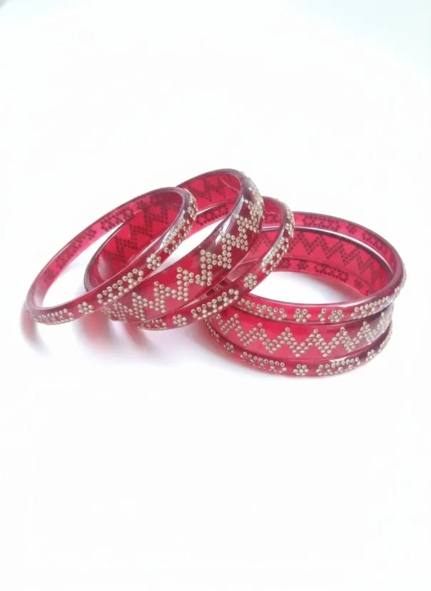 Royal Red Pearl Bangles (B24) (2X4)