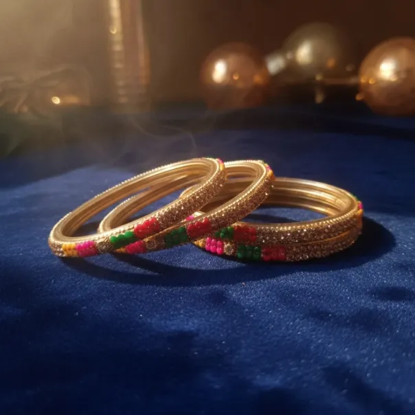 Elegant Floral Gold Bangle Set (B19) (2X4)
