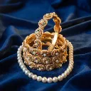Elegant Pearl-Studded Gold Bangles (B26)