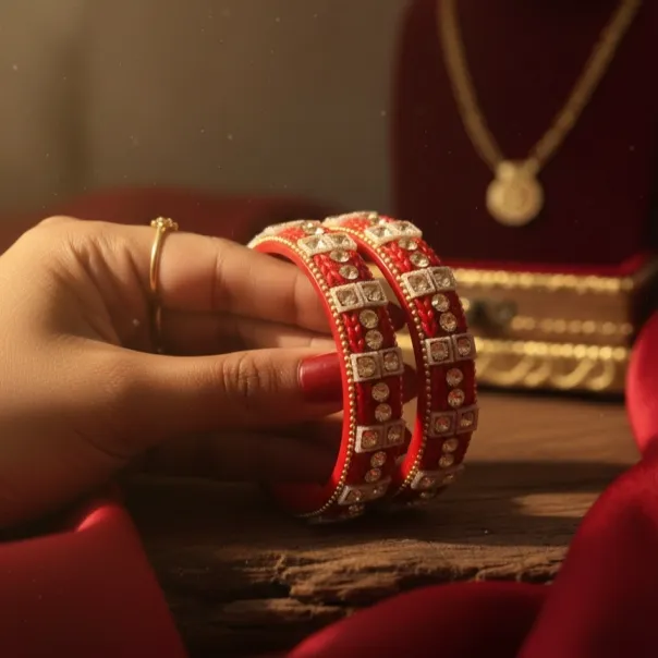 Elegant Crimson Royal Stone Bangles (B6) (2X4)
