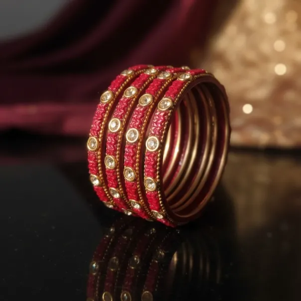 Exquisite Red Zircon Stone Bangles (B7) (2X4)