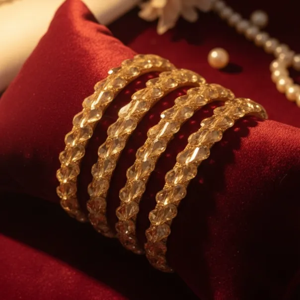 Sparkling Gold Crystal Bangle (B15) (2X4)