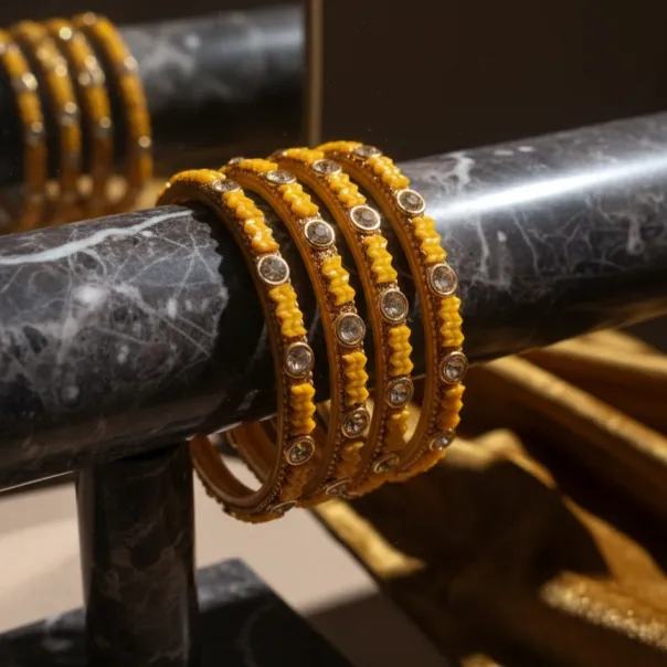 Elegant yellow Bangles (B21) (2X4)