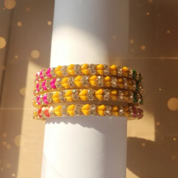 Exquisite Handcrafted Heart Crystal Bangles (B16) (2X4)