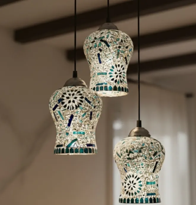 Floral Mosaic Glass Pendant Light (H3-3)