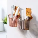 Teddy Bear Shape Wall Mount Toothbrush Holder Pack Of 1 (T128)