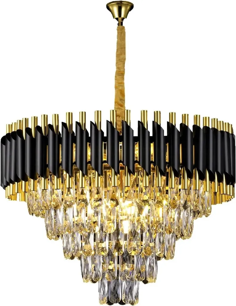 600mm Chandeliers Black Gold 5 Tier