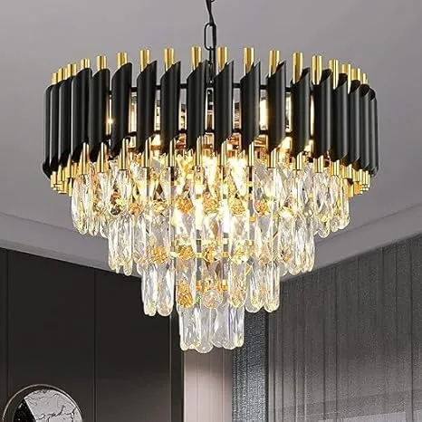 500MM Crystal 3 Light Black-Gold 4-Tier