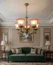 Antique Brass Chandelier With 5 glass(JM7632)